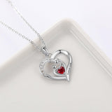 Oseew Personalized Mom Love Heart Pendant Birthstone Necklace for Women 10K 14K 18K Solid Gold Engraved Name Birthday Christmas Mother's Day Gifts