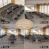 Folding Conference Table, 6 Pack Foldable Rolling Conference Room Tables Meeting Seminar Table
