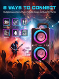 YIER Bluetooth Speaker, 200W Peak Loud Stereo with Big Bass, 20H Playtime, TWS, Fast Charging, Portable Handle, Wireless Large Boombox Bocina with LED Light for Party Outdoor Backyard Camping