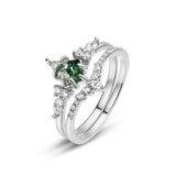 Oseew Natural Moss Agate Ring Set Kite Cut Moss Agate and Lab Diamond Engagement Ring for Women 10K/14K/18K Gold/Sterling Silve Kite Moss Agate Wedding Ring for Women Free Engraving