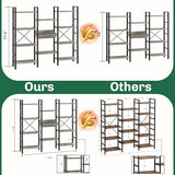 Shintenchi Industrial Bookcase,71.6” Triple 4 Tier Bookshelf with 11 Open Display Shelves