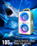 YIER Bluetooth Speaker, 240W Peak Loud Party Speaker with Big Bass, 20H Playtime, TWS, BT5.3, Large Portable Wireless Boom Box with LED Light for Outdoor Backyard Beach Home (Leather Green)