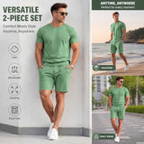 GINGTTO Summer Outfits for Men 2026 Mens Short Sets 2 Piece Outfit for Beach Vacation Green XX-Large