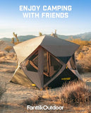 FanttikOutdoor Alpha C4 Ultra Camping Tent 4 Person Pop Up Instant Cabin Setup in 60 Seconds Portable Hub Tent with Rainfly & Windproof for Outdoor Camping & Overlanding, Khaki