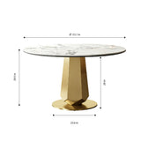 Montary 53” Luxury Round Dining Table with Sintered Stone Top, Modern Kitchen Table for 4-8 People, Gold Stainless Steel Base & Easy Assembly, Artificial Marble Dining Room Table for Home