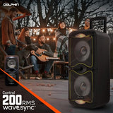 Dolphin BoxParty 212 Dual 12" Portable Bluetooth Party Speaker – Loud Sound with Deep Bass, LED Lights, PA System, 5-Band Equalizer, and Expandable Battery