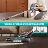 fenhua Cordless Vacuum Cleaner, Powerful Stick Vacuum Cleaner for Home with Rechargeable Battery, 6-in-1 Lightweight Handheld Vacuum, 45 Mins Runtime for Hardfloor & Carpets Pet Hair (Green)