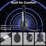 Wireless Bluetooth Headset with CVC8.0 Noise-Cancelling Microphone & Mic Mute
