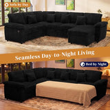 Modular Sectional Sleeper Sofa with Pull Out Bed, 104" U Shaped 7 Seat Cloud Sectional Couches for Living Room