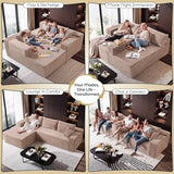 108" Camel L-Shaped Sectional Couch for Living Room