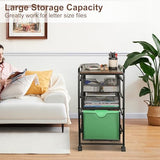 EasyPAG 3-Tier Rolling File Cart with 1 Large & 2 Small Baskets – Adjustable Hanging Organizer