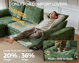 Cloud Reclining Couch with Headrest, Storage Ottoman, Drawer Charging Cup Holder, Deep L-Shaped 6 Seater with Dual Electric Recliner