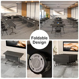 Folding Conference Table, 6 Pack Foldable Rolling Conference Room Tables Meeting Seminar Table