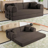 79" Memory Foam Sofa Bed, High Backrest Convertible Futon Boneless Couch
