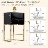Counter Height Bar Stools Set of 4, Modern PU Leather Kitchen Island Stools