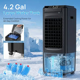 Swamp Cooler, 1800 CFM Windowless Portable Air Conditioners with 4.2 Gal Water Tank, 120° Swing,12H Timer,3 Modes & 3 Speeds,4 Ice Packs, Evaporative Air Cooler for Room,Bedroom,Office,Black