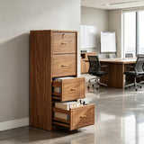 4-Drawer Vertical File Cabinet with Lock, Wood Finish