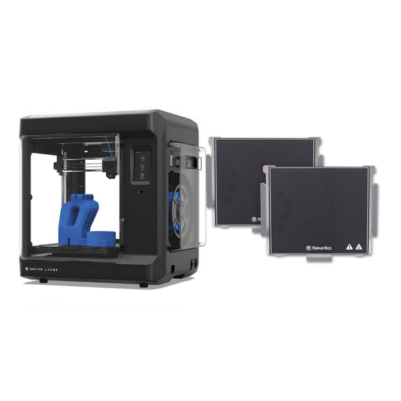 3D Printer with Fused Deposition Modelling Print Technology (Black, Large) Bundle with 900-0120A Build Plate