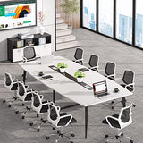 8FT Conference Table, 94.48L x 47.24W x 29.52H Inches Large Boat Shaped Meeting Seminar Table with Cable Grommets
