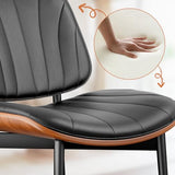 YaFiti Dining Chairs Set of 4, Mid Century Modern PU Leather Kitchen Chairs | Ergonomic Walnut Backrest