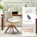 HULALA HOME Faux Leather Home Office Chair with Solid Wood Legs
