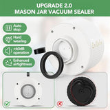 Electric Mason Jar Vacuum Sealer | 3 in 1 Vacuum Sealer for Mason Jars with 30 Lids (Wide/Reg)+5 Food Storage Bags,One-Tap Control,Mason Jar Sealer for Canning Pickling Meal Prep & Dry Goods