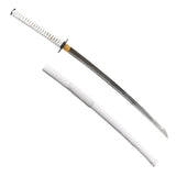 White Empire Wheel Katana, 1045 Carbon Steel Hand Forged Full Tang Sword