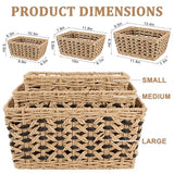 OIAHOMY Wicker Storage Baskets, Paper Rope Shelf Bins, Decortive Baskets for Organizing, Set of 3-Yellow & Black