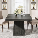 Tribesigns Square Dining Table for 4, 31.5-Inch Small Kitchen Table with Sturdy Pedestal Base, Farmhouse Dinner Table for Dining Room, Living Room, Kitchen (Gray)