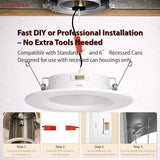 Chasikeo Metal 6 Inch LED Recessed Lighting, 1450LM Dimmable LED Can Lights, Retrofit Recessed Lights, 5CCT Selectable 2700K/3000K/3500K/4000K/5000K, 11.5W=140W, IC & Wet Rated, ETL & FCC, 10 Pack