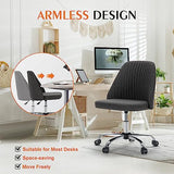 Sweetcrispy Armless Office Chair, Modern Fabric Home Office Desk Chairs with Wheels Adjustable Swivel Task Computer Vanity Seat for Small Spaces