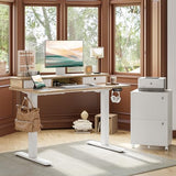 Stand Up Standing Desk Adjustable Height, Electric Sit Stand Table with Storage Shelf and Splice Board