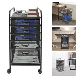 Rolling File Cart w/5 Drawers, Rolling Storage Cart Movable Desk File Stationery Organizer Cart