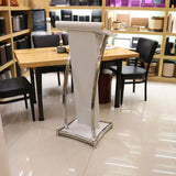 Sleek Curved White Metal Lectern Podium - Stainless Steel for Offices, Churches, Conferences & Events - Ideal for Professional Speaking & Presentations