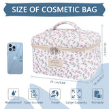 Gosect Large Makeup Bag, Cute Cosmetic Bag for Women Girls, Floral Coquette Aesthetic Toiletry Bag, Travel Make Up Organizer Bag (Purple Flower)