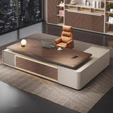 DUWEIKE Modern Executive Desk, L-Shaped Office Writing Computer Table