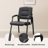 Naomi Home Faux Leather Guest Reception Chair with Armrests - Black