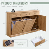 IFBUY Triple Tilt Out Laundry Hamper Cabinet, 20 Gallon Farmhouse Trash Can Cabinet w/Drawer & Adjustable Shelf