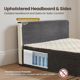 Queen Boneless Bed, Frame & Headboard & Mattress Set, Gray