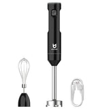 Cordless Hand Blender, UTALENT Variable Speed Immersion Blender handheld Rechargeable, with USB-C Charging Cable, Egg Whisk, for Smoothies, Milkshakes, Hummus and Soups – Black