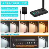 LED Desk Lamp with Wireless Charger, USB Charging Port, 10 Brightness, 5 Color Modes, Desk Lamps for Home Office