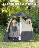 FanttikOutdoor Zeta A2 Pro Shower Tent 2 Rooms, Portable Privacy Shelter for Shower & Dressing, Instant Setup in 60 Seconds with Rainfly & Windproof, Ideal for Camping & Hiking, Fishing, Beach