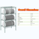 Getzi W24'' x L36'' x H74'' Stationary, 1 1/4" Slots Commercial Green Epoxy Drying Rack Shelf Kit with Plate Slots and Casters – Heavy Duty NSF Wire Shelving, Mobile Dish Drying Station