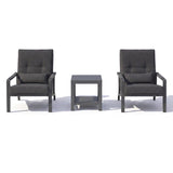 YURDAFY 3-Piece Small Patio Furniture Set with Loveseat, 2 Chairs and Coffee Table, Aluminum Outdoor Conversation Set with Thick Cushions for Balcony, Porch, Backyard, Gray