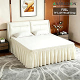 ANARACHON Full Bed Skirt, Wrap-Around Elastic Ruffled Eyelet Bed Skirt Full Size Dust Ruffle with Gathered Styling and Embroidered Details, 18" Drop Length (Light Yellow)