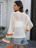AUGCONE Crochet Cardigans for Women Lightweight Cardigan Colorful Sweaters(Apricot, XL