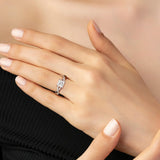 MSBLUE Size 5 2ct Princess Cut Moissanite Engagement Ring, Rhodium Plated