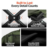 Overmont Oversized XL Camping Chair for Adults - 400lbs Support Heavy-Duty Padded Folding Chair with Side Pocket Cup Holder Cooling Bag for Outdoor Sports Garden Beach Fishing Lawn Green