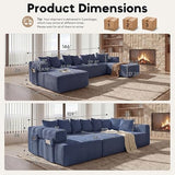 Oversized Cloud Boneless Couch with Chaise, 146" Modern U Shape Modular Deep Seat Sectional Sofa