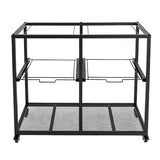 2 Tiers Rolling File Cart, 4 Compartments Mobile Hanging File Cabinet with Pull-Out Drawer